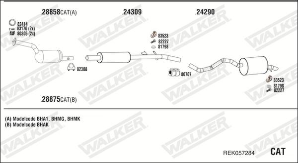 Walker REK057284 - Система випуску ОГ autocars.com.ua