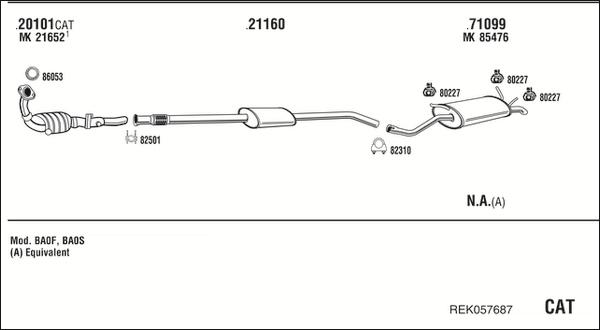 Walker REK057687 - Система випуску ОГ autocars.com.ua