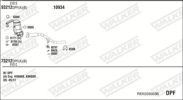 Walker REK059003B - Система випуску ОГ autocars.com.ua
