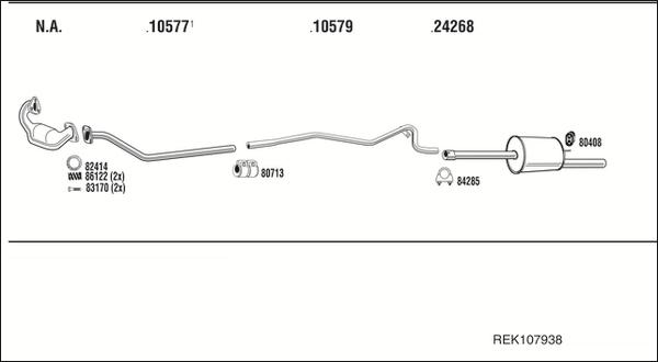 Walker REK107938 - Система випуску ОГ autocars.com.ua