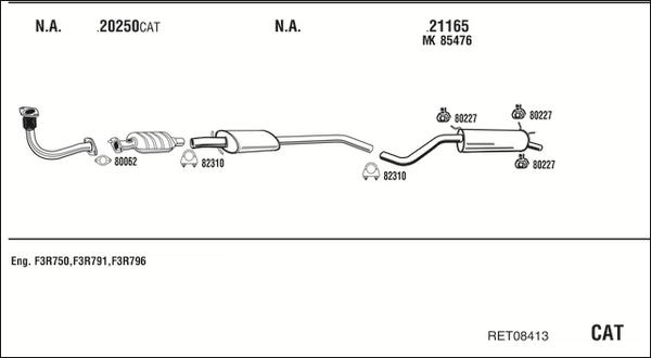 Walker RET08413 - Система випуску ОГ autocars.com.ua