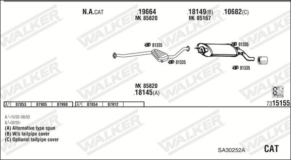 Walker SA30252A - Система випуску ОГ autocars.com.ua