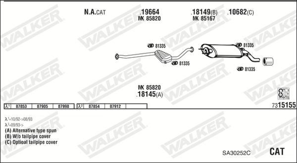 Walker SA30252C - Система випуску ОГ autocars.com.ua