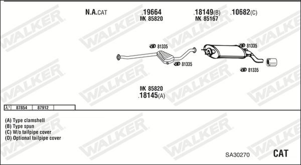 Walker SA30270 - Система випуску ОГ autocars.com.ua