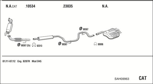 Walker SAH09963 - Система випуску ОГ autocars.com.ua