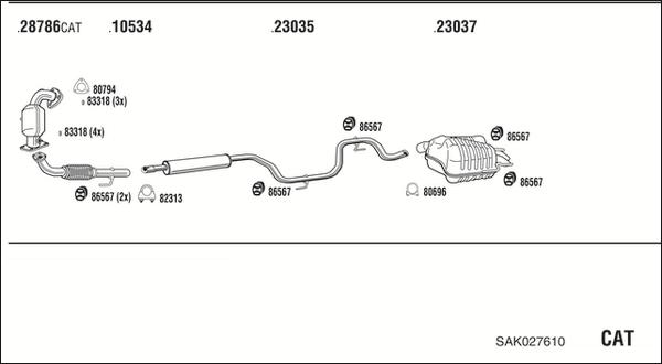 Walker SAK027610 - Система випуску ОГ autocars.com.ua