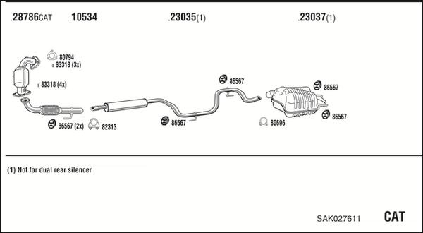 Walker SAK027611 - Система випуску ОГ autocars.com.ua
