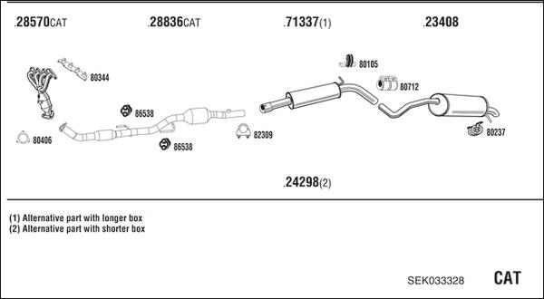 Walker SEK033328 - Система випуску ОГ autocars.com.ua