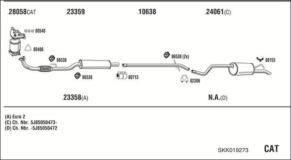 Walker SKK019273 - Система випуску ОГ autocars.com.ua