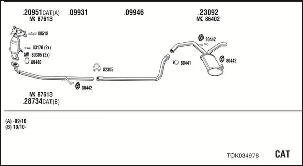 Walker TOK034978 - Система выпуска ОГ avtokuzovplus.com.ua