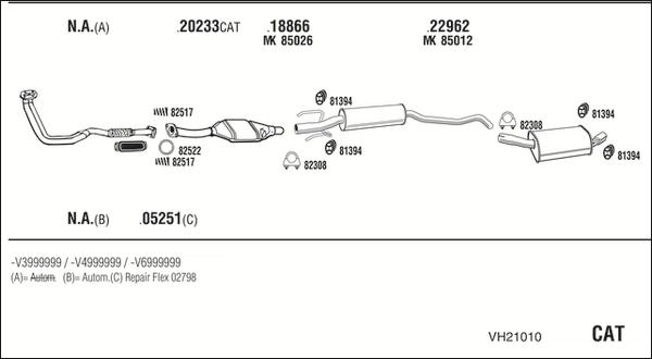 Walker VH21010 - Система випуску ОГ autocars.com.ua
