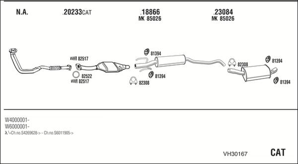 Walker VH30167 - Система випуску ОГ autocars.com.ua