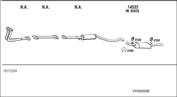 Walker VH50926B - Система випуску ОГ autocars.com.ua