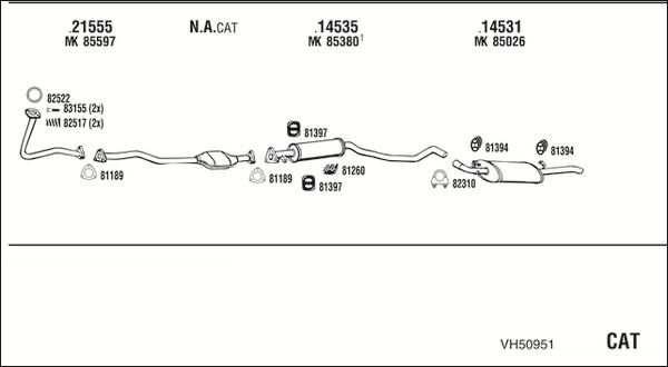 Walker VH50951 - Система випуску ОГ autocars.com.ua