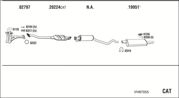 Walker VH87055 - Система випуску ОГ autocars.com.ua