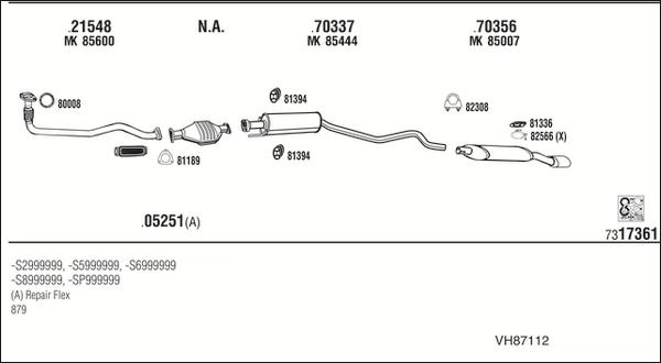 Walker VH87112 - Система випуску ОГ autocars.com.ua
