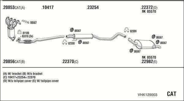 Walker VHK129003 - Система випуску ОГ autocars.com.ua