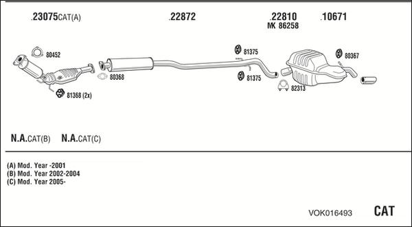 Walker VOK016493 - Система випуску ОГ autocars.com.ua