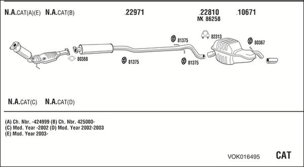 Walker VOK016495 - Система випуску ОГ autocars.com.ua