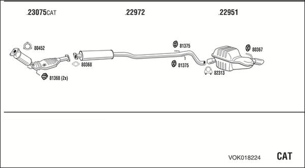 Walker VOK018224 - Система випуску ОГ autocars.com.ua