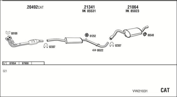Walker VW21031 - Система випуску ОГ autocars.com.ua