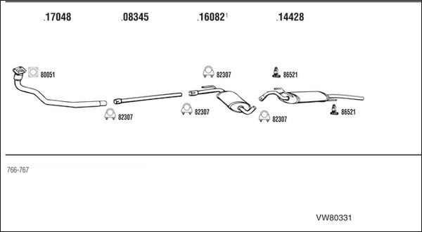 Walker VW80331 - Система випуску ОГ autocars.com.ua