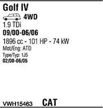 Walker VWH15463 - Система випуску ОГ autocars.com.ua