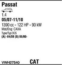 Walker VWH27540 - Система випуску ОГ autocars.com.ua