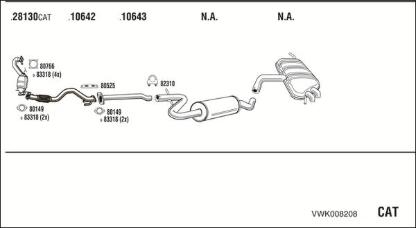 Walker VWK008208 - Система випуску ОГ autocars.com.ua