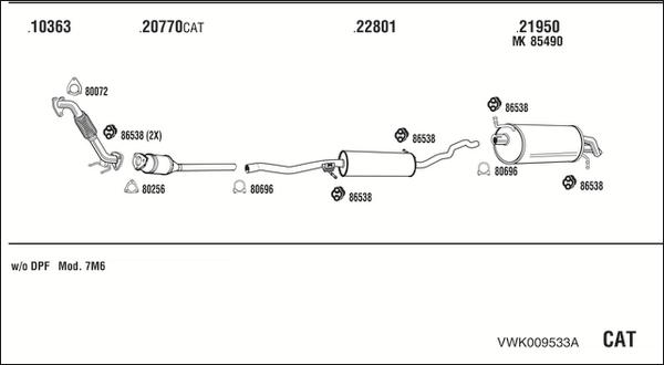 Walker VWK009533A - Система випуску ОГ autocars.com.ua