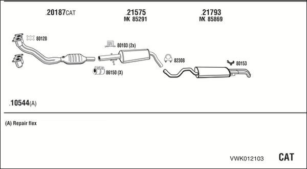 Walker VWK012103 - Система випуску ОГ autocars.com.ua