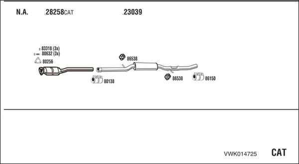Walker VWK014725 - Система випуску ОГ autocars.com.ua