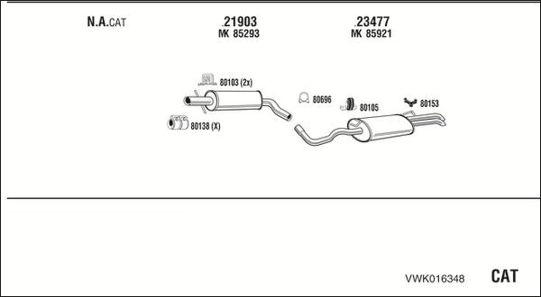 Walker VWK016348 - Система випуску ОГ autocars.com.ua