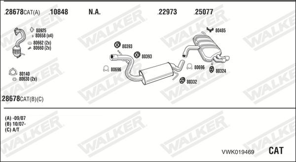 Walker VWK019469 - Система випуску ОГ autocars.com.ua