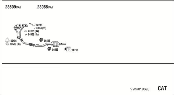 Walker VWK019698 - Система выпуска ОГ avtokuzovplus.com.ua