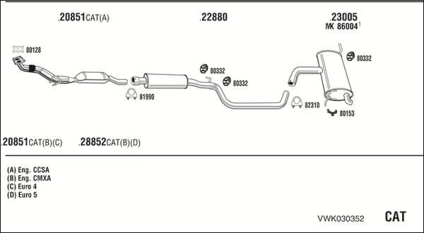 Walker VWK030352 - Система випуску ОГ autocars.com.ua
