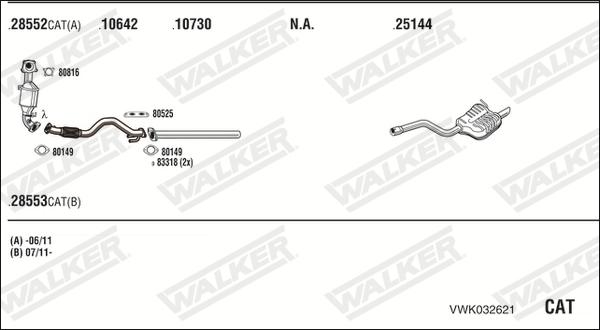 Walker VWK032621 - Система випуску ОГ autocars.com.ua