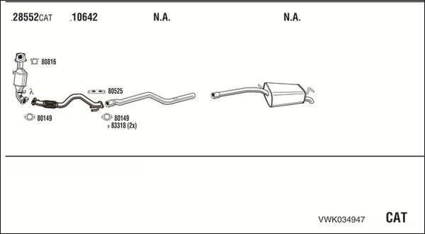 Walker VWK034947 - Система випуску ОГ autocars.com.ua