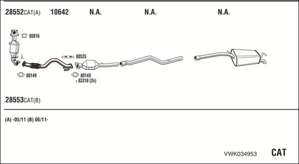 Walker VWK034953 - Система випуску ОГ autocars.com.ua