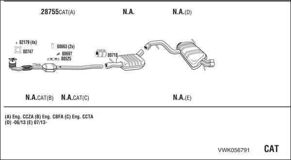 Walker VWK056791 - Система випуску ОГ autocars.com.ua