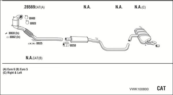 Walker VWK100800 - Система выпуска ОГ avtokuzovplus.com.ua