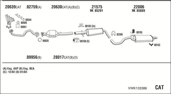 Walker VWK133386 - Система выпуска ОГ avtokuzovplus.com.ua