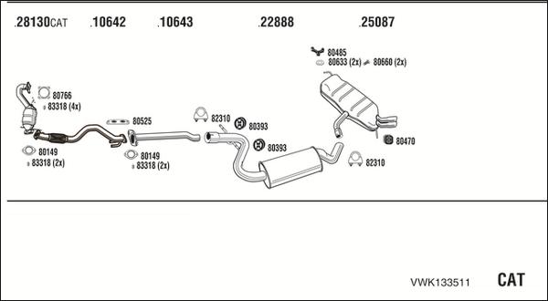 Walker VWK133511 - Система випуску ОГ autocars.com.ua