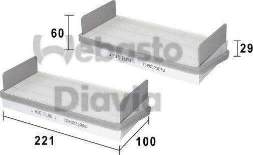 Webasto 82D0325098A - Фільтр, повітря у внутрішній простір autocars.com.ua