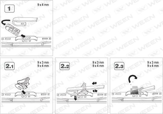 Ween 100-1022 - Щётки стеклоочистителя  каркасные 22-550mm Универсальная  адаптер крючок autodnr.net