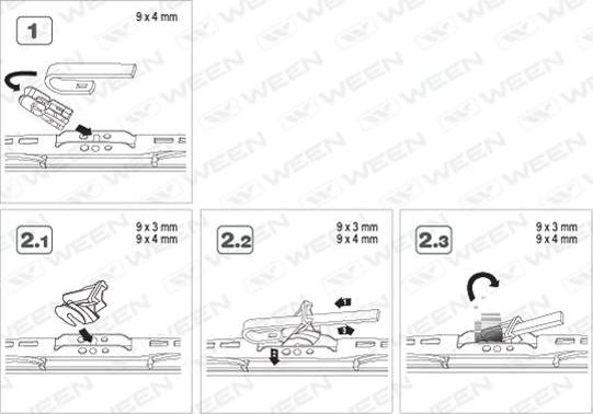 Ween 100-2022 - Щётки стеклоочистителя  каркасные со спойлером 22-550mm Универсальная  адаптер крючок autodnr.net