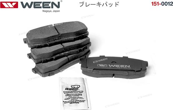 Ween 151-0012 - Тормозные колодки, дисковые, комплект avtokuzovplus.com.ua