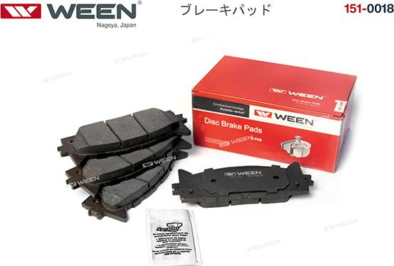 Ween 151-0018 - Тормозные колодки дисковые передние TOYOTA CamryV30 V40 V50   LEXUS ESV40-V60 autodnr.net