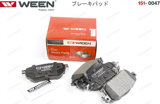 Ween 151-0047 - Тормозные колодки, дисковые, комплект avtokuzovplus.com.ua