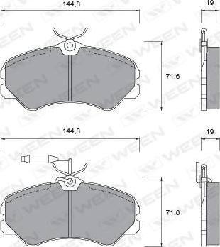 Ween 151-1009 - Гальмівні колодки, дискові гальма autocars.com.ua